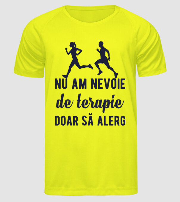 nu am nevoie de terapie, doar să alerg model galben neon pe tricou