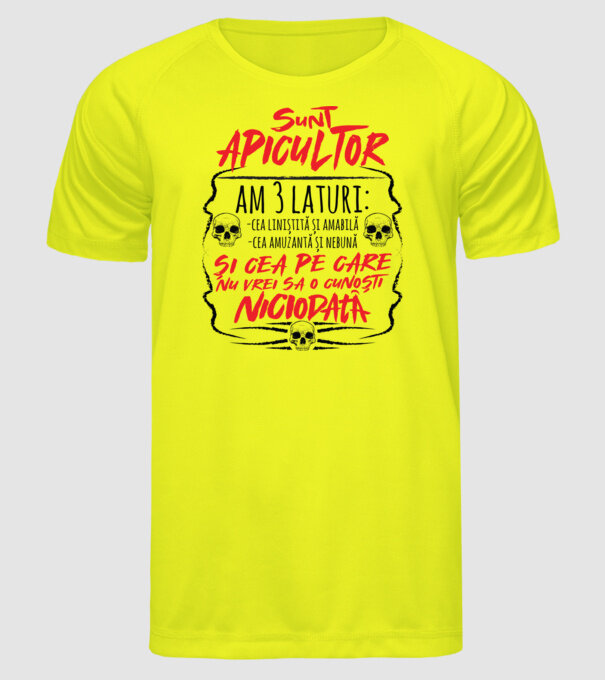 sunt apicultor am 3 laturi model galben neon pe tricou