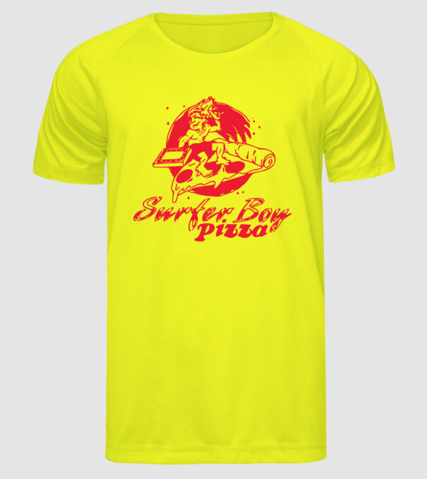 surfer boy pizza stranger things model galben neon pe tricou
