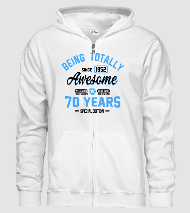 70 years of being totally awesome model alb pe tricou