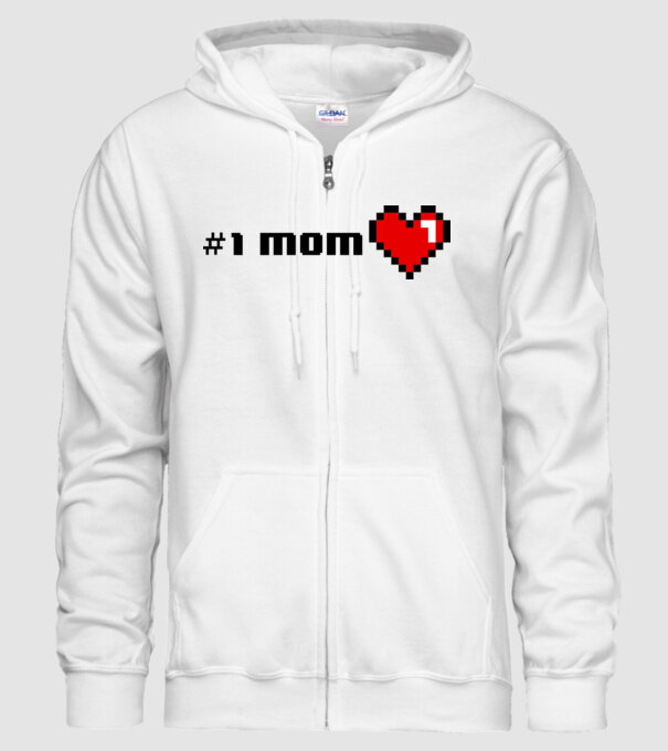 8bit mom number one model alb pe tricou
