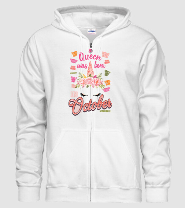 A queen was born in OKTÓBER model alb pe tricou