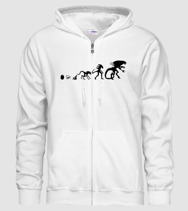 Evoluție Alien model alb pe tricou
