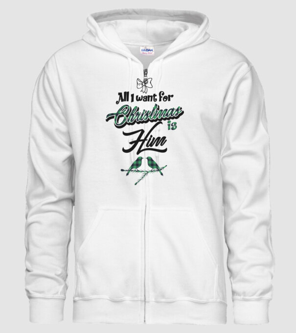 All i want for Christmas is Him model alb pe tricou