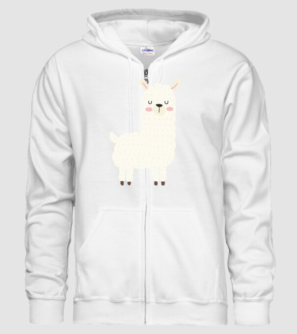 Alpaca model alb pe tricou