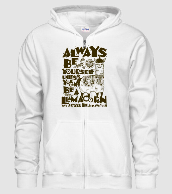 Always be a llamacorn model alb pe tricou