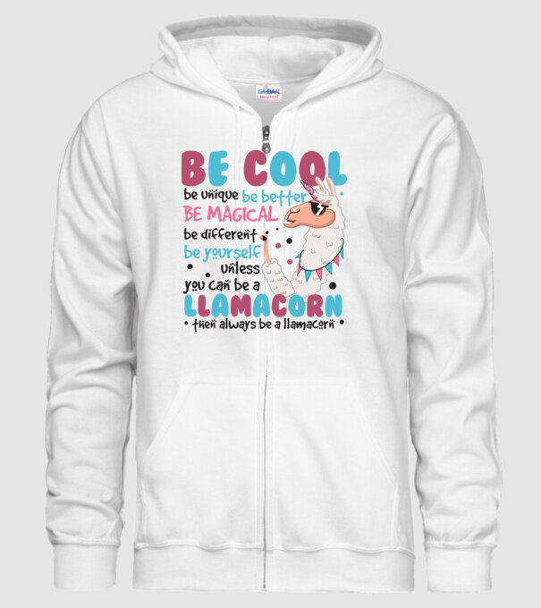 Always be a llamacorn model alb pe tricou