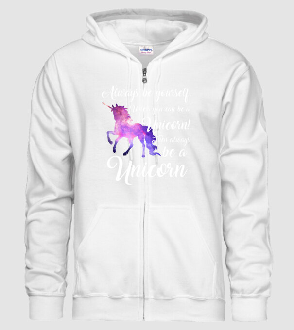 Always be UNICORN model alb pe tricou