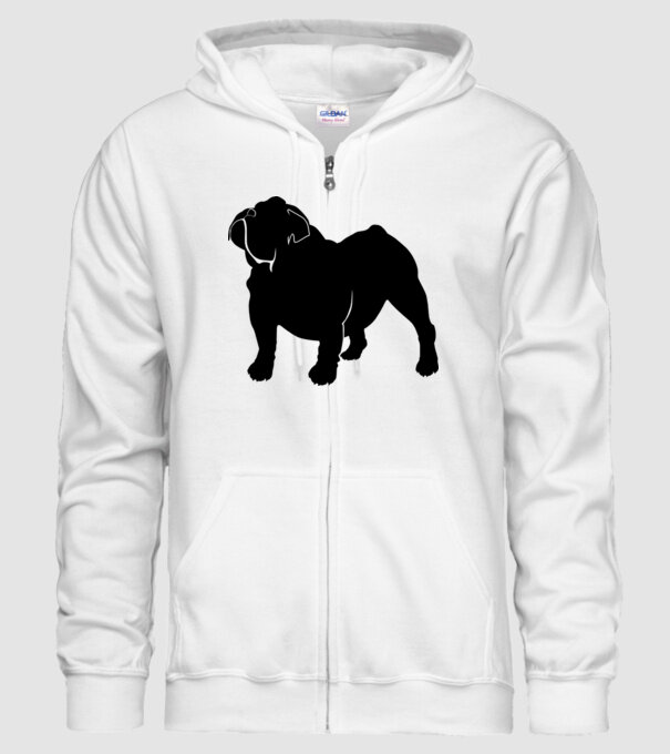 Bulldog englezesc model alb pe tricou