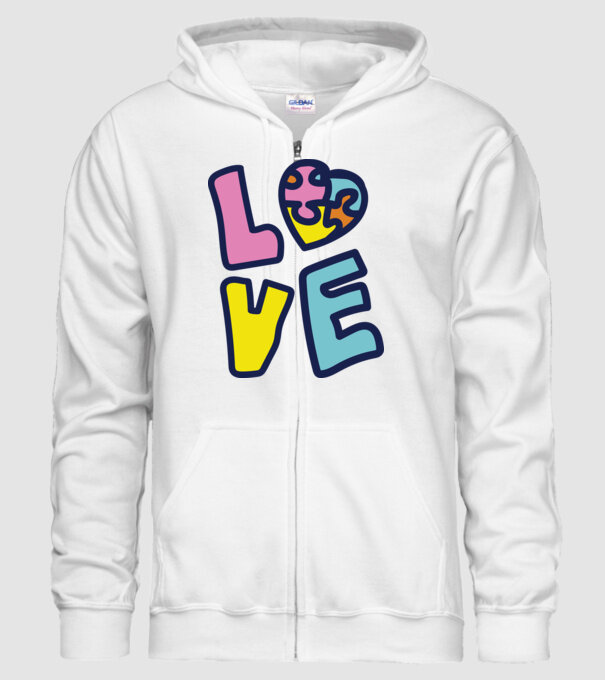 Ziua Mondială a Autismului LOVE model alb pe tricou