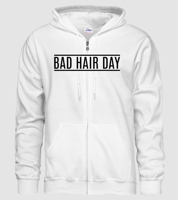 Bad hair day model alb pe tricou