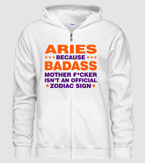 Badass zodiac ARIES model alb pe tricou