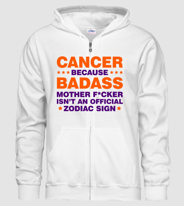 Badass zodiac CANCER model alb pe tricou
