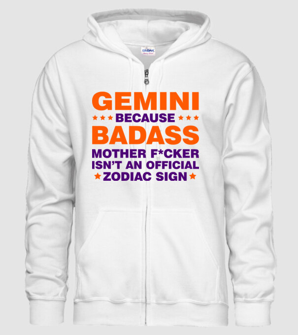 Badass zodiac GEMINI model alb pe tricou