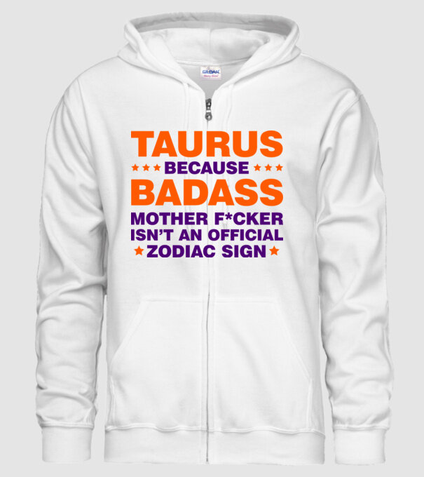 Badass zodiac TAURUS model alb pe tricou