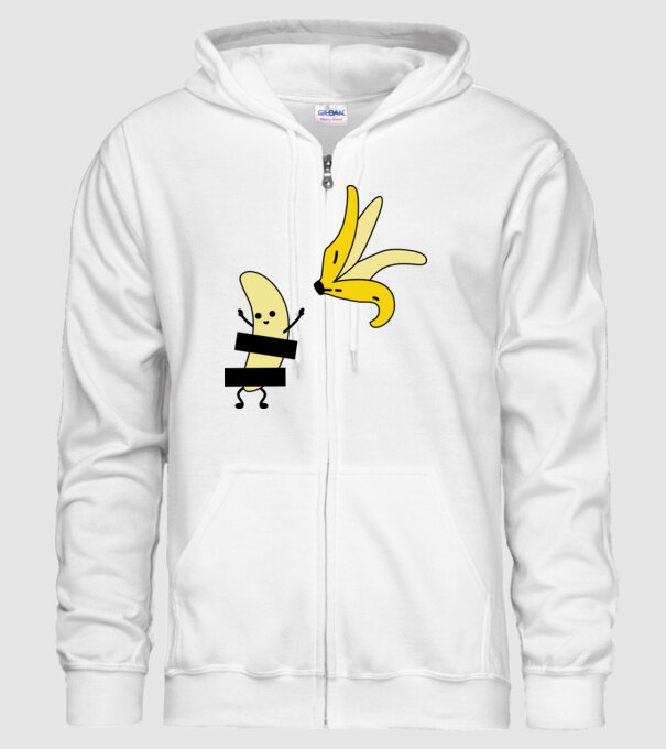 Cuplu Banană fată model alb pe tricou
