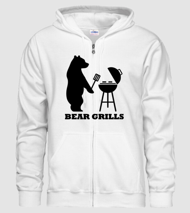 Bear Grills model alb pe tricou