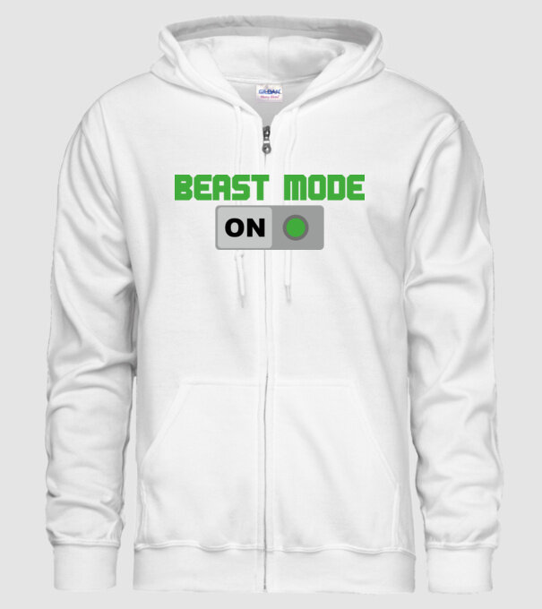 Beastmode model alb pe tricou