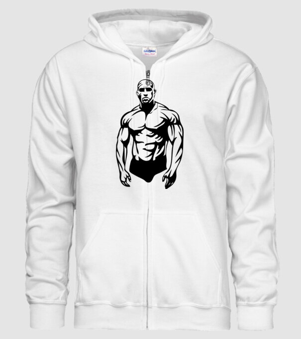 bodybuilding model alb pe tricou