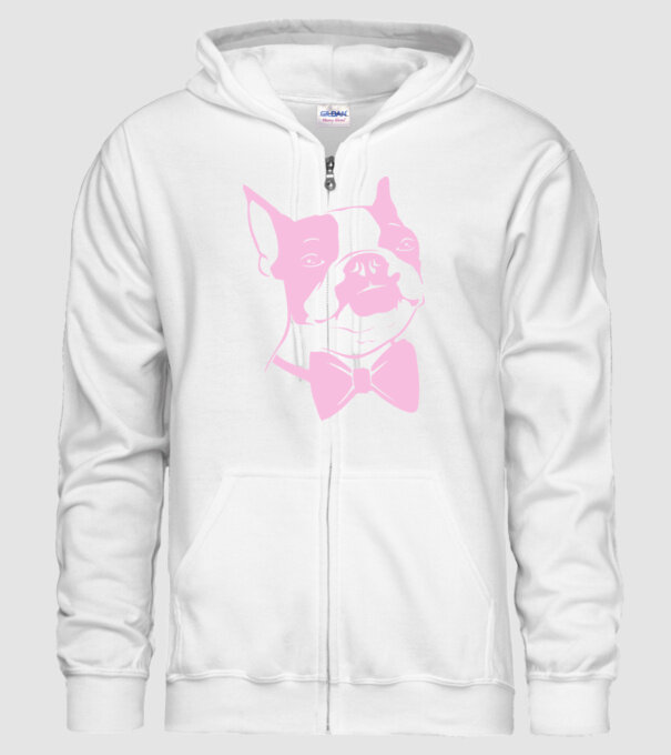 Boston Terrier model alb pe tricou