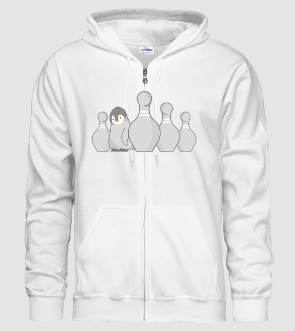 Bowling pinguin model alb pe tricou