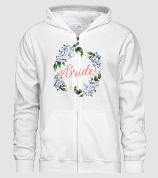 BRIDE blue floral model alb pe tricou