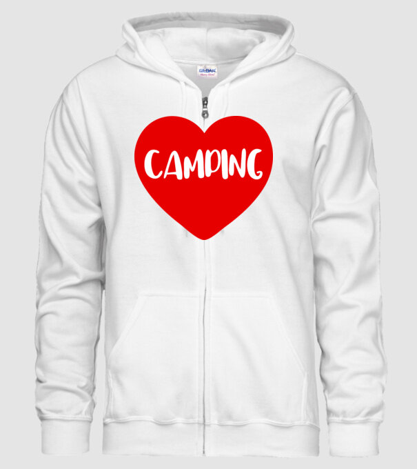 Camping heart model alb pe tricou