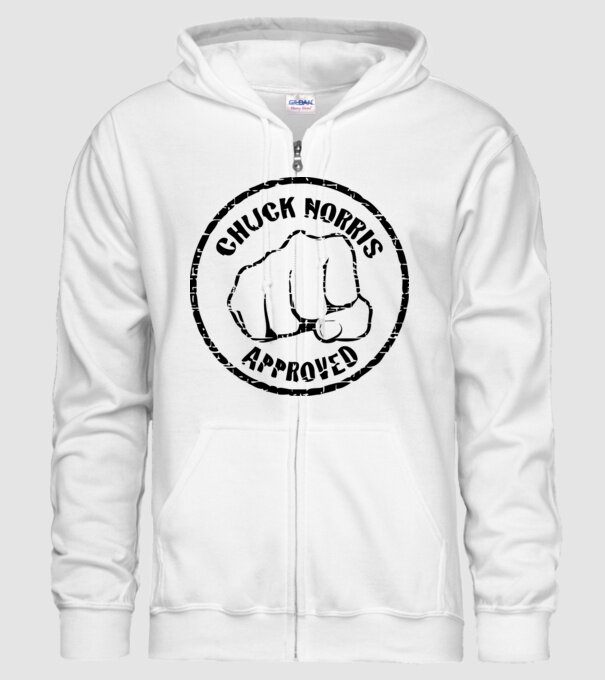 Chuck Norris Approved model alb pe tricou