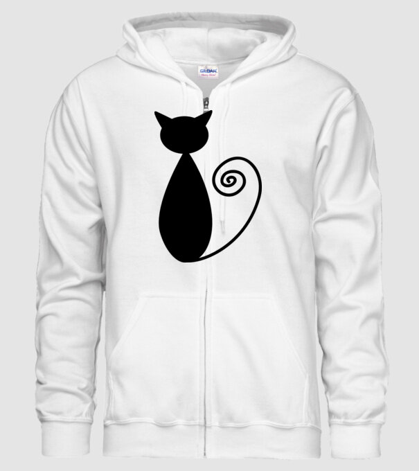 Siluetă pisică model alb pe tricou