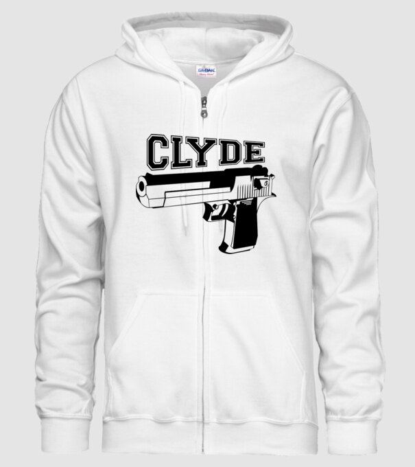 Clyde model alb pe tricou