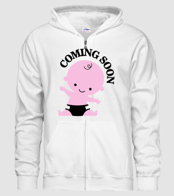 Coming soon baby model alb pe tricou
