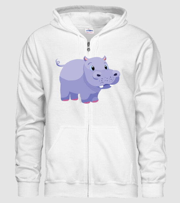 Hipopotam drăguț model alb pe tricou
