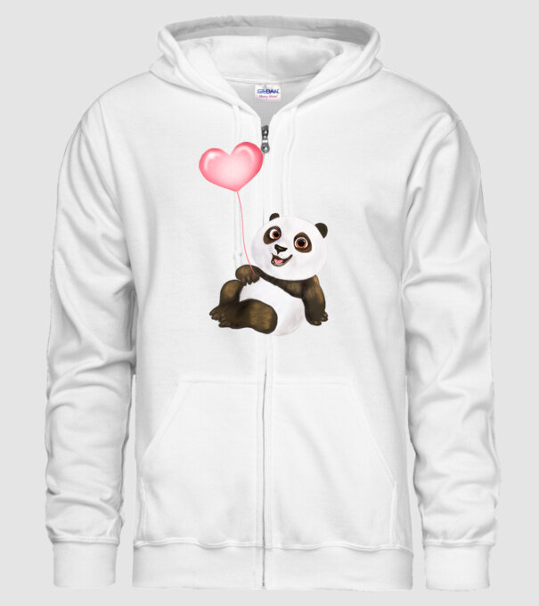 Cute panda with heart model alb pe tricou