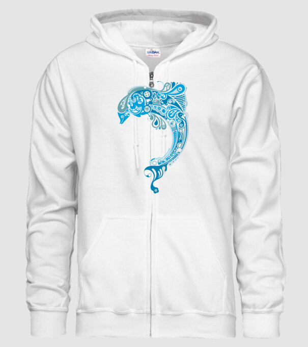 delfin model alb pe tricou