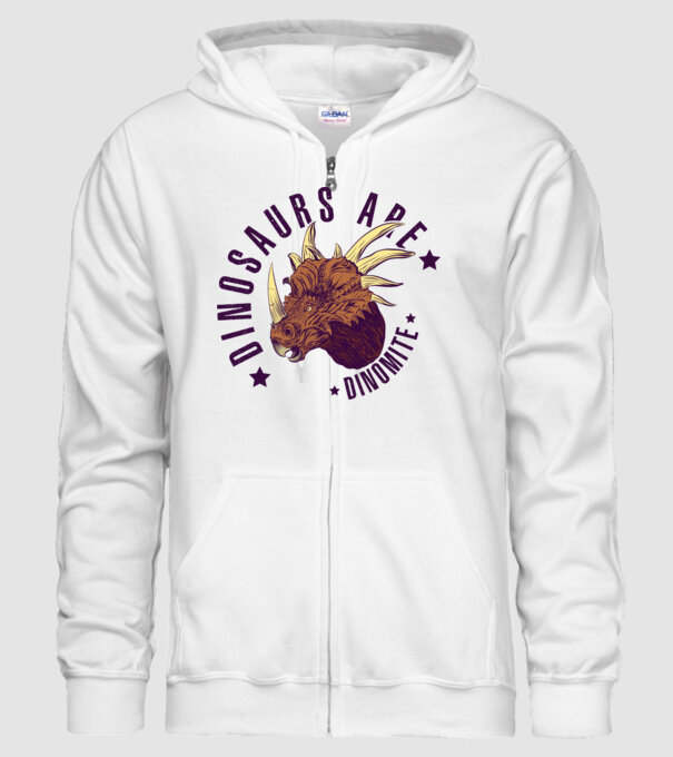 Dinomite model alb pe tricou
