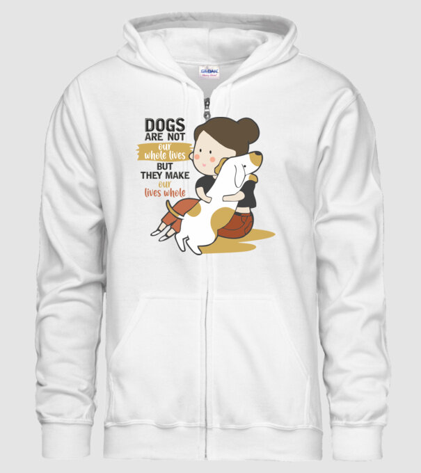 Dogs make our lives whole model alb pe tricou