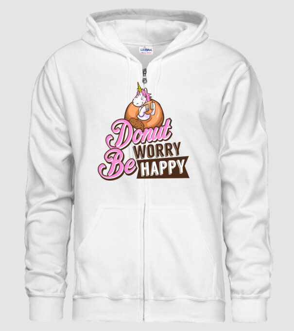 Donut worry be happy model alb pe tricou