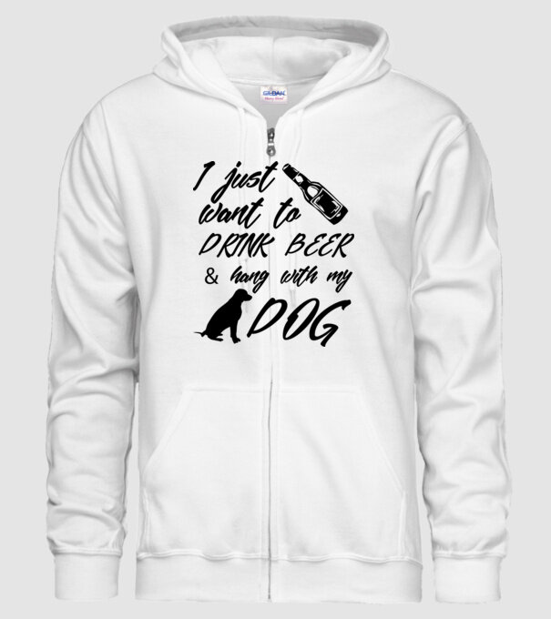 Drink beer and hang with my dog model alb pe tricou