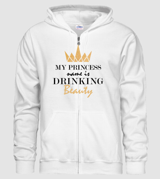 Drinking beauty gold model alb pe tricou