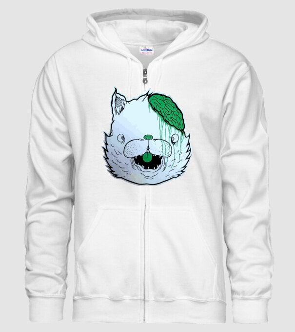 Dropdead! Cat model alb pe tricou