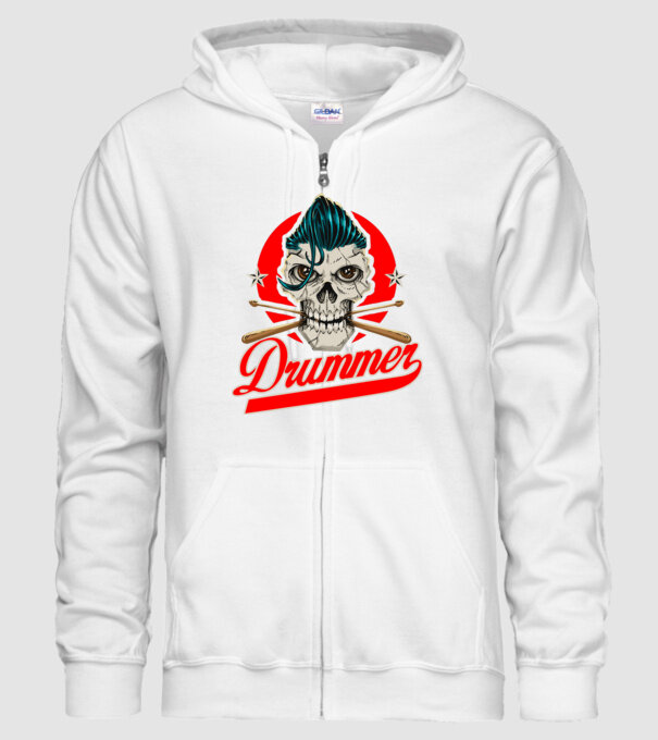 Drummer model alb pe tricou