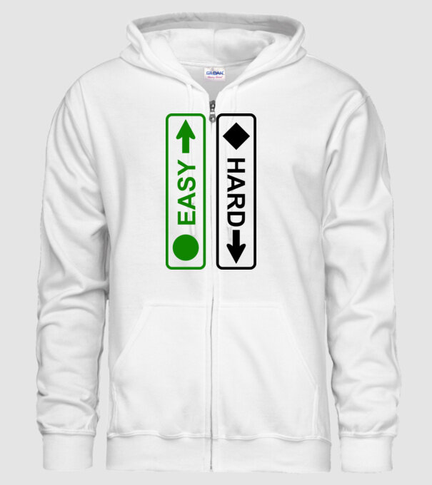 Easy - Hard model alb pe tricou