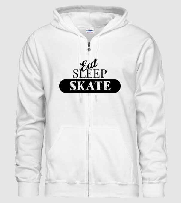 eat sleep skate model alb pe tricou