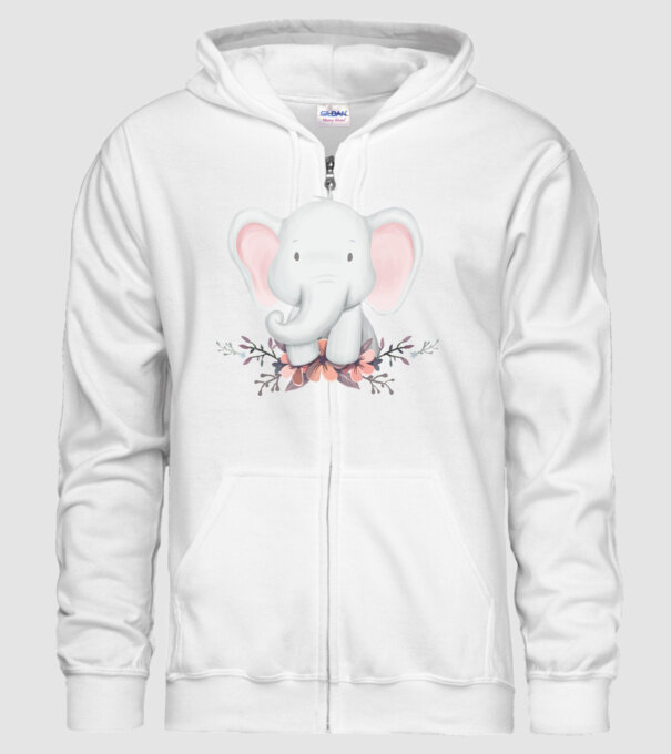Elefant cu flori model alb pe tricou