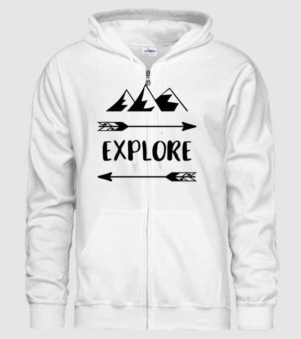 Explore mountains model alb pe tricou