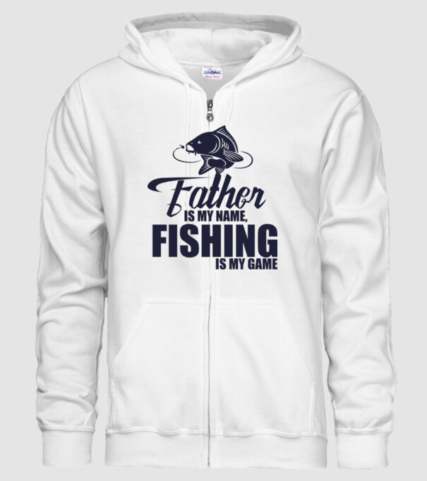 Father is my name, fishing is my game model alb pe tricou