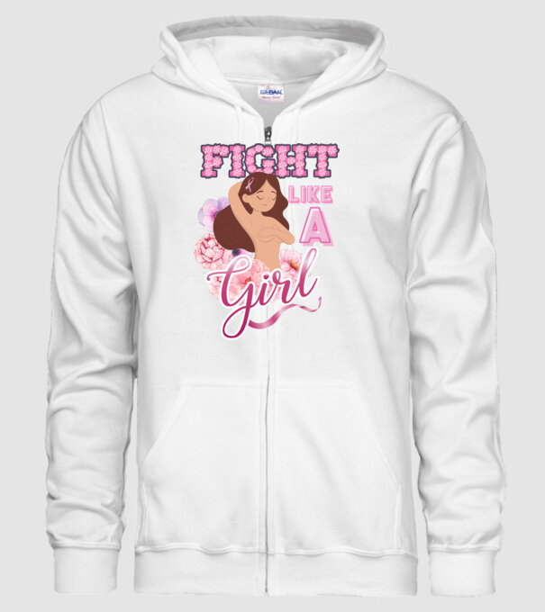 FIGHT like a girl model alb pe tricou