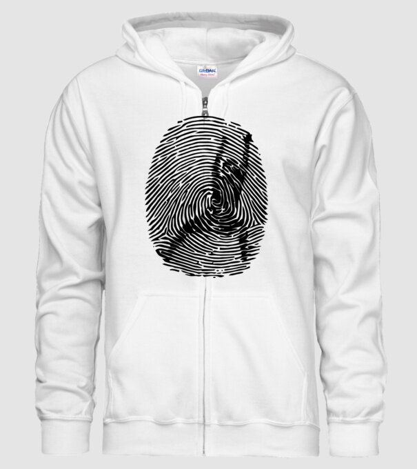 fingerprint model alb pe tricou