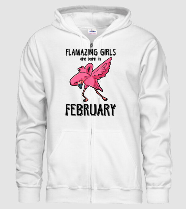 Flamazing girls are born in february black model alb pe tricou