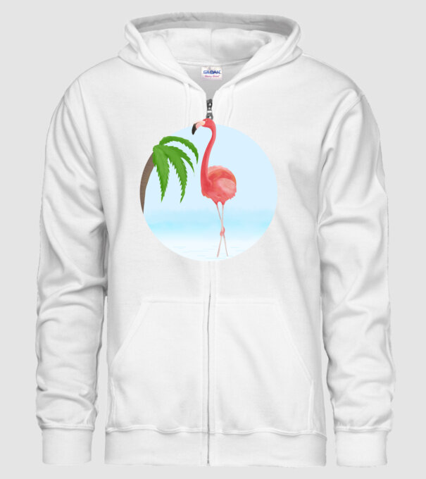 Flamingo model alb pe tricou